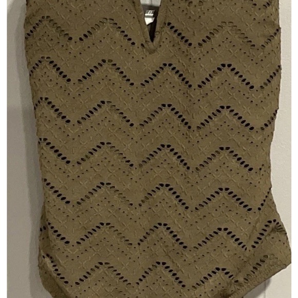 NWT Refuge Swimsuit Large One Piece Olive Green Eyelet Bathing Suit NEW - Picture 1 of 7